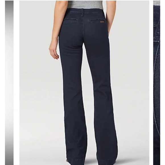 Wrangler Retro Mae Wide Leg Trouser Stretch Jeans Dark Blue Size 17/18 x 34 - Picture 3 of 14